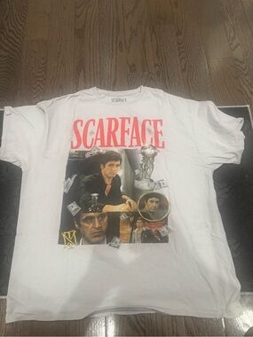 Hybrid & company White Scarface Graphic Tee with Red Logo